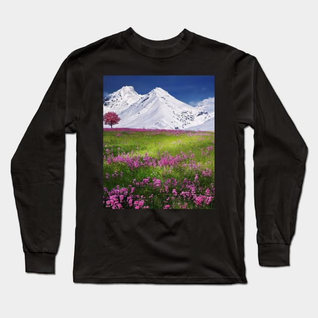 Beautiful mountain flowers Long Sleeve T-Shirt by IOANNISSKEVAS